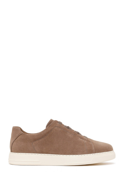 Derimod Men's Beige Lace-Up Suede Leather Sneaker Wm680056Ds
