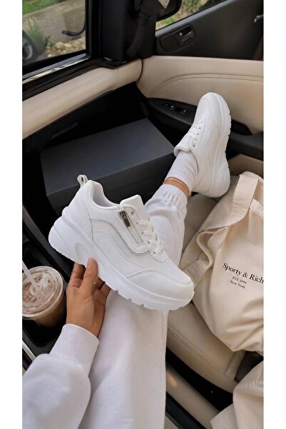 MefWear Fermuarlı Kadın Sneaker Rahat Ortopedik Tabanlı Günlük Spor Ayakkabı ...