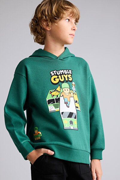 DeFacto Stumble Guys Crew Neck Soft Fuzzy Thick Printed Sweatshirt for Boys I...