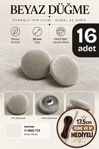 16 Adet İğneli İpli Minder,Kırlent,Rattan,Koltuk,Puf, Sandalye,Kıyafet,Yastık Düğmesi Yönsüz Renk No: 3
