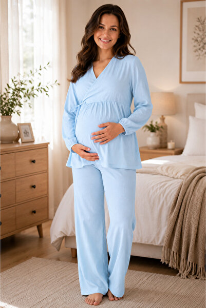 by İGP Soft Muslin Fabric Breastfeeding Friendly Maternity Adjustable Waist P...