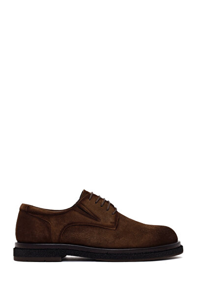 Derimod Men's Brown Lace-Up Suede Leather Casual Shoes Wm680038Ds