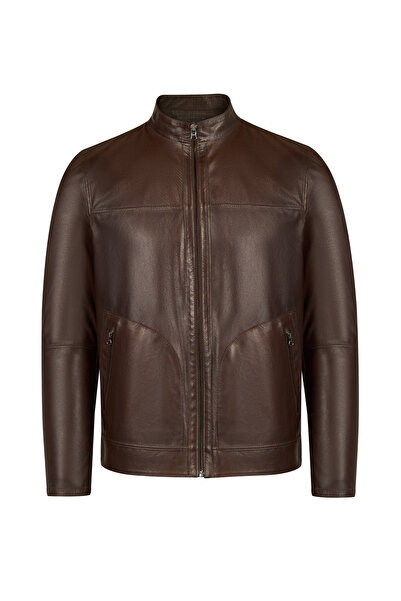 Derimod Clint Men's Brown Reversible Leather Jacket 26Wgd6481T6