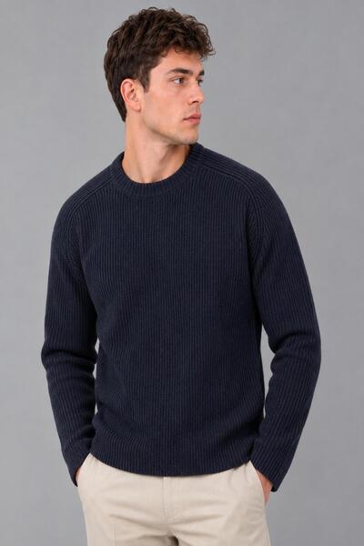 Stilkombin Zero Collar Striped Thick Knitted Sweater Dp 16649_10067