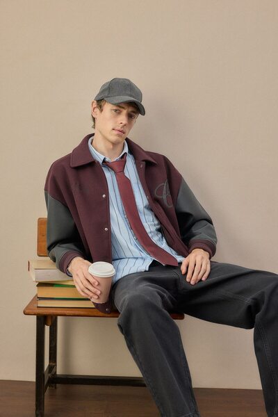 DeFacto Oversized Snap Fastener Bomber Jacket Coat H1575Ax26Au