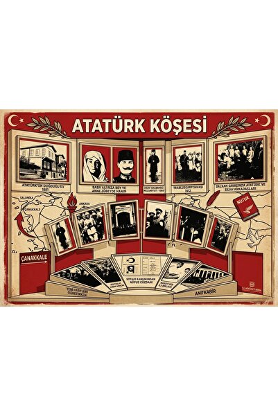 okulcenter ATATÜRK KÖŞESİ ATATÜRK'ÜN HAYATI 50 X 70 (VİNİL BRANDA) DİJİTAL BASKI