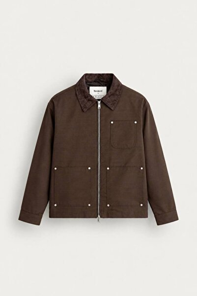 Gambocci معطف رجالي بتفاصيل ياقة هيريتاج
