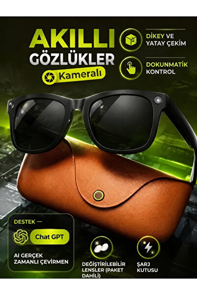 Vezir Aksesuar AI Akıllı Gözlük 1440P Kamera ChatGPT 4.0 Sesli Asistan Çeviri...