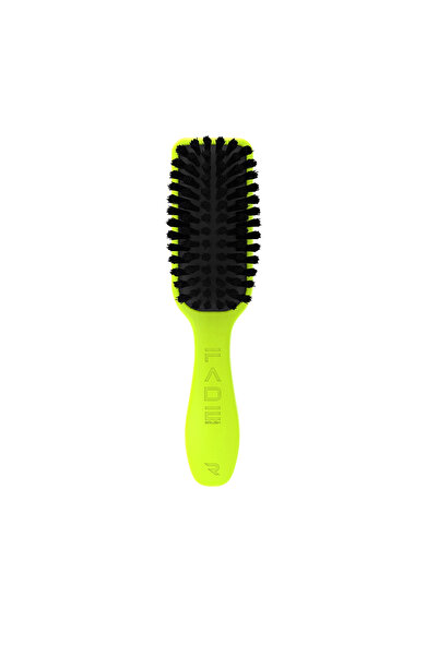 Rovra Perie profesionala pentru fade si barba, Marimea L, Peri sintetici si efect anti-static, Maner curbat, 16.5 cm, Verde Lime