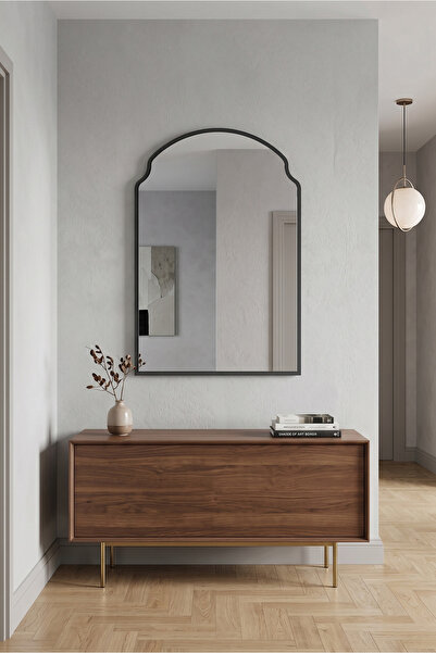 Fawdecor İtalyan Dizayn Kemerli Ahşap Arkadan Çerçeveli Duvar Aynası Modern D...