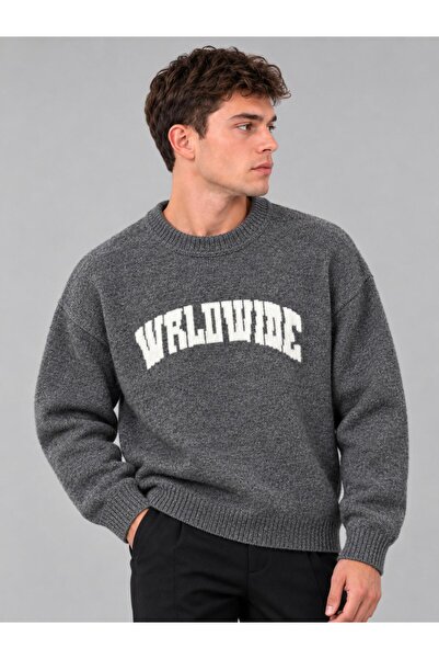Stilkombin Printed Oversize Knitted Winter Sweater Dp 16596_10072