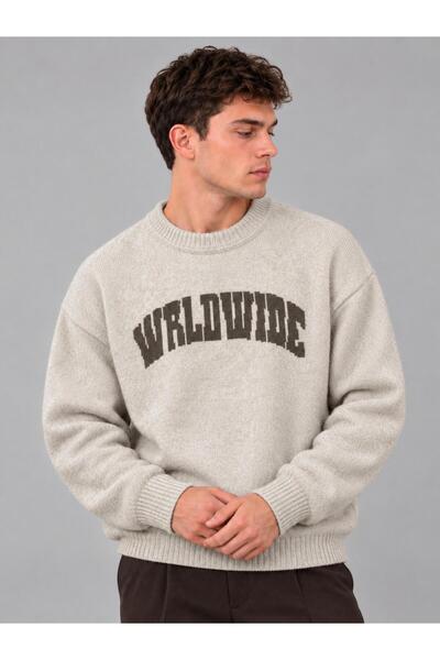 Stilkombin Printed Oversize Knitted Winter Sweater Dp 16596_10072