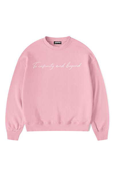 ROPE COUTURE To Infinity Front Printed Oversize Sweatshirt Pink