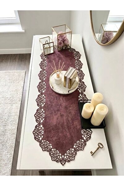 Ergüven Home قماش سويدي بلون البرقوق مقاس 40x120 سم - تصميم عصري