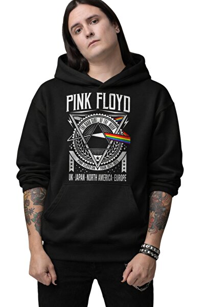 Fuddy Moda Hanorac unisex supradimensionat cu glugă, imprimat cu Pink Floyd T...