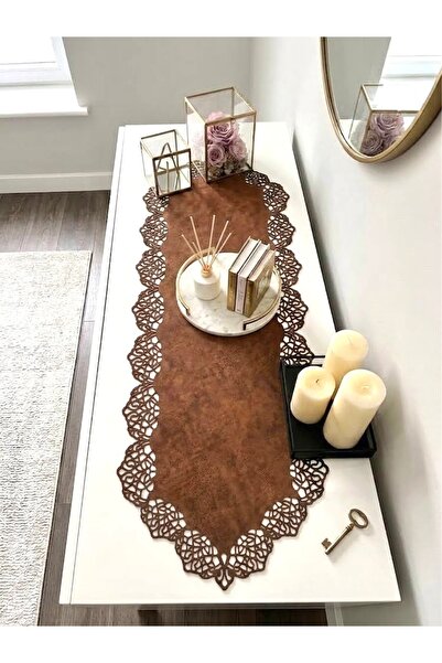 Ergüven Home سجادة من قماش جلد الغزال باللون الأحمر والبني مقاس 40x120 سم - ت...