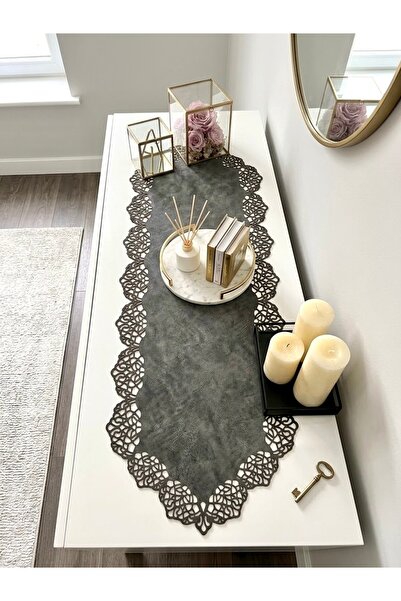 Ergüven Home قماش سويدي رمادي داكن مقاس 40x120 سم - تصميم عصري
