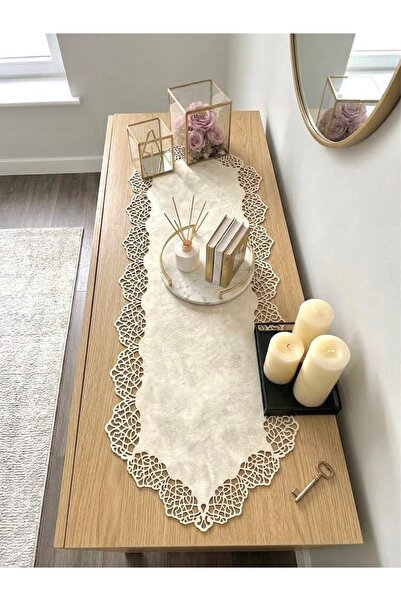 Ergüven Home Μπεζ (Σκούρο Κρεμ) Υφασμάτινο Ράνερ Σουέντ 40x120 εκ. Μέγεθος Κο...