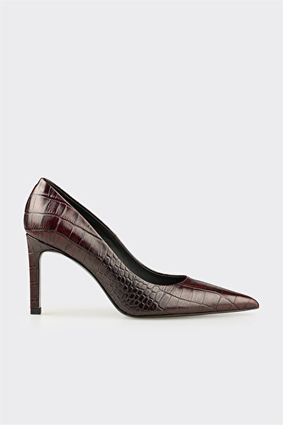 Elle Shoes Bordo Deri Kadın Stiletto