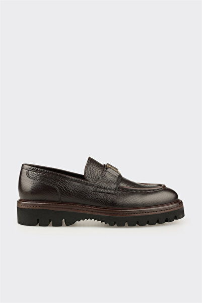 Elle Shoes Kahve Deri Erkek Klasik Loafer