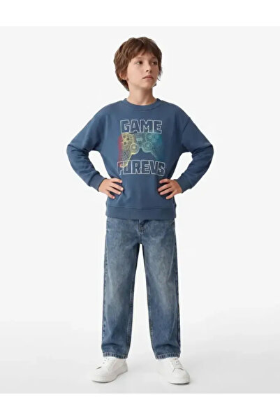 Koton Game-Themed Printed Long Sleeve Crew Neck Oversize Sweatshirt