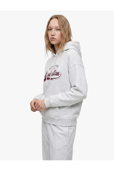 Koton Ruffled Long Sleeve Printed Hooded Sweatshirt