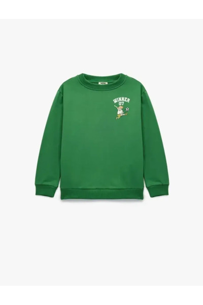 Koton Football Printed Long Sleeve Crew Neck School Sweatshirt