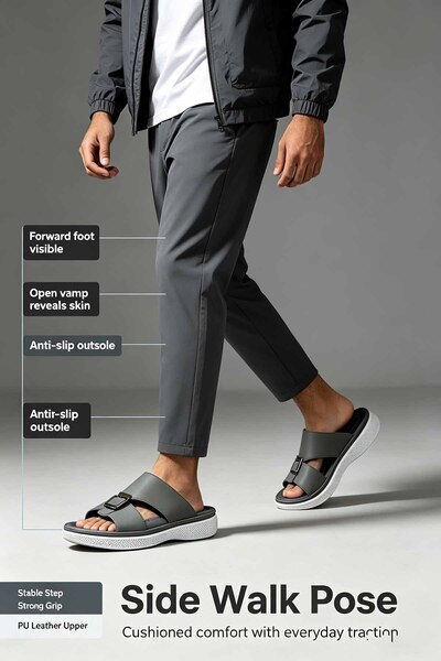 Khatwat Rijal Relaxed Fit Men's Slide Sandals - Easy Wear Design with Heel Cu...