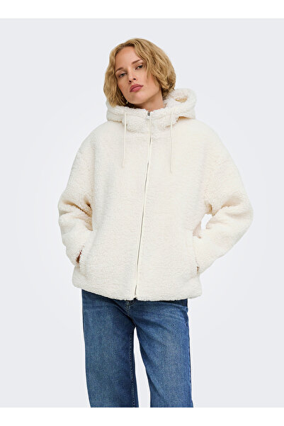 ONLY Krem Kadın Kapüşonlu Mont 1537383811-4201 TCX