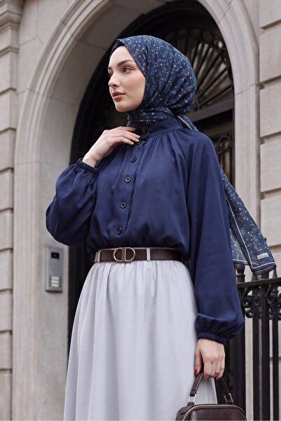 Modamorfo Hakim Collar Buttoned Diagonal Shirt with Elastic Waist and Sleeves...