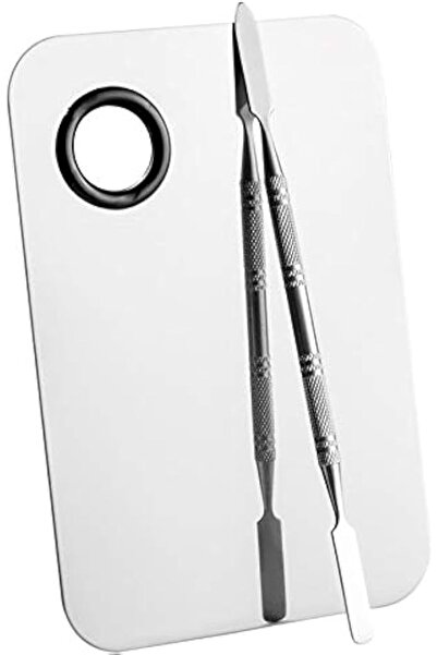 Generic Professional Stainless Steel Makeup Mixing Palette with Spatula, 6x4 ...