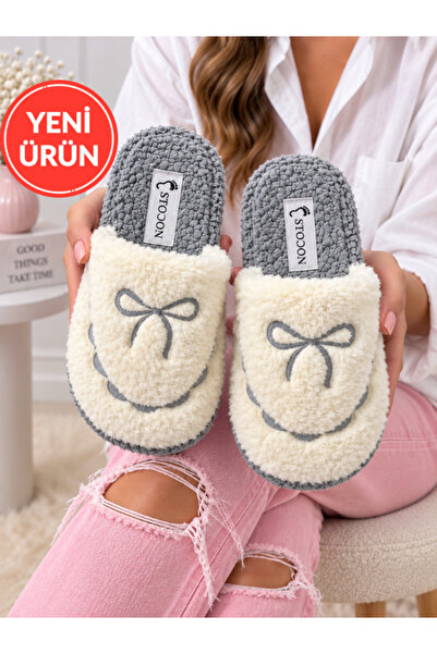 STOCON Women's Plush House Slippers Ribbon Embroidery Closed Toe House Slippe...