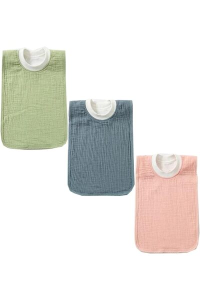 Generic Muslin Baby Bibs Set of 3, Full Coverage Pull-Over Style, Soft Breath...