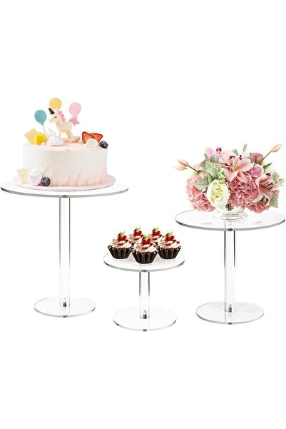 GENERAL 3 PCS Acrylic Cake Stand, Clear Cupcake Stand Cake Holder, Round Cake...