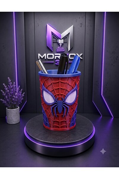 Morvox 3D Örümcek Adam Temalı Masaüstü Kalemlik – Dekoratif Organizer