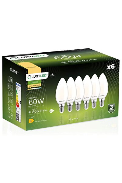 Lumiled 6x Bec LED E14 tip lumânare B35 7W = 60W 806lm 3000K Cald 360 °   FIL...