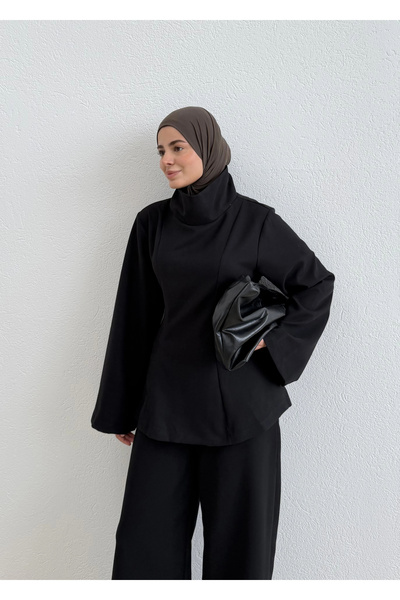 MODA AKSA 9207 GNŞ YK UZUN KOL BLZ TAKIM SİYAH