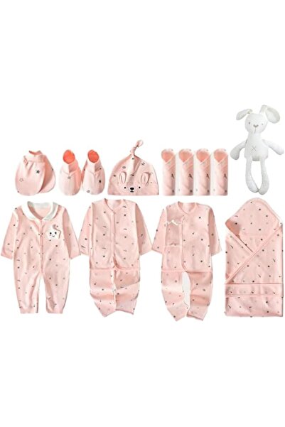 Tiny Toes - 100% Cotton 9pc Newborn Gift Set - Pink Star