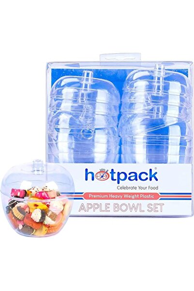 Hotpack Apple Shaped Plastic Bowls with Lid 10-Pieces, Clear