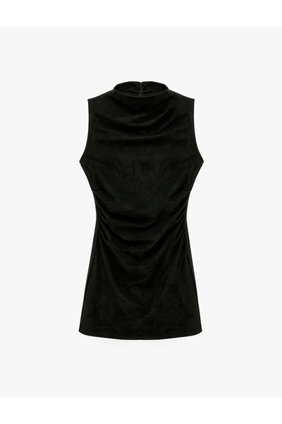 Koton Drapeli Slim Fit Sleeveless Bodycon High Neck Mini Dress