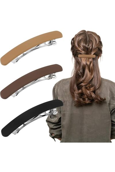 Atoden Women's Flat Hair Barrettes - 3Pcs Matte French Clips for Thin Fine or...