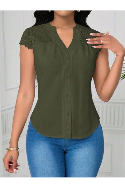 Sheya Cămașă cu mânecă scurtă, verde - XS