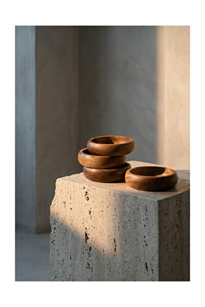 BEYNİS LİFE Ağacın İkinci Yaşamı Set of 4 Wooden Snack Bowls - Natural Handma...