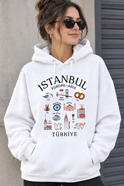 AEMİ Φούτερ με κουκούλα Unisex Istanbul με στάμπα