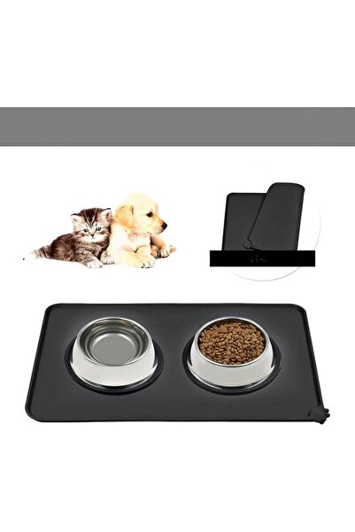 GENERAL Non-Slip Silicone Pet Food Tray, Waterproof Raised Edge Feeding Mat, ...