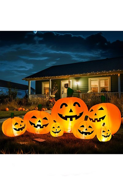 GGEROU 7.5FT HalloweenInflatable Outdoor DecorationPumpkin(Cold White) IHallo...