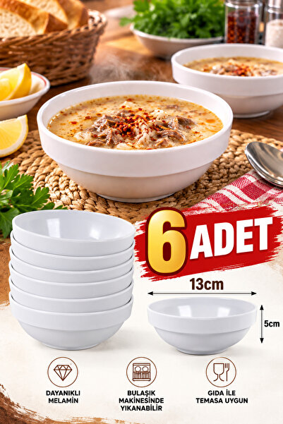 Binbirreyon 6 Pieces Melamine Bowl 13cm Glossy Melamine Soup Bowl Ra676
