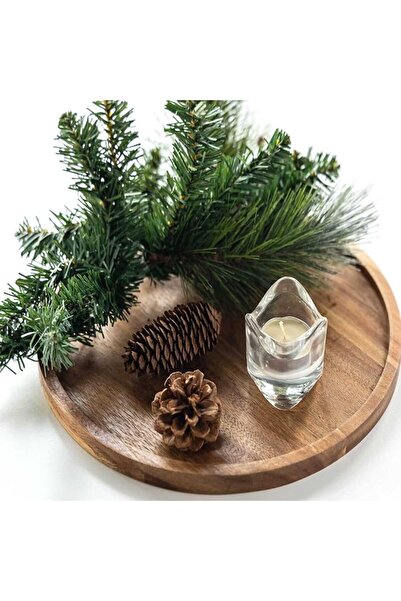 Generic 11.5 Inches Candle Holder Tray Home Decor, Round Wood Tray for Coffee...