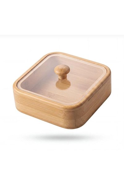 BEYNİS LİFE Ağacın İkinci Yaşamı Bamboo Lid Storage Box - Wooden Bread Box with Glass Window - Breakfast Snack Organizer Box