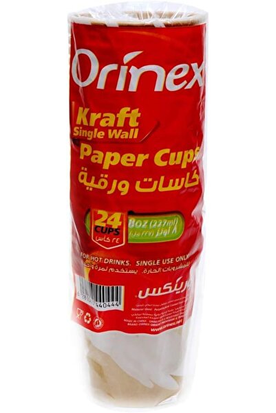 Orinex Paper Cups For Hot Drinks , 24 Pcs , White - 6281063440444